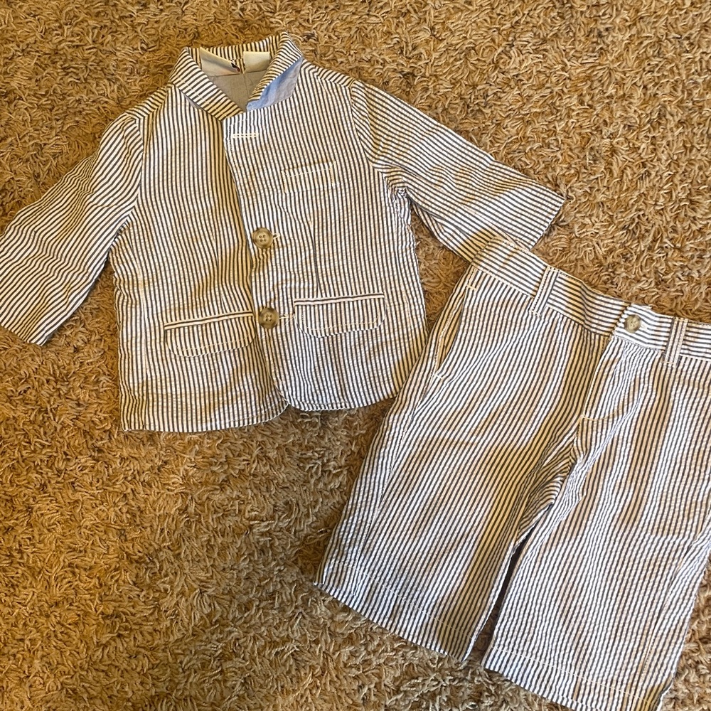 3-6 Months Boys Seersucker Two Piece Suit
